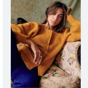 Sezane Mustard Yellow Cardigan